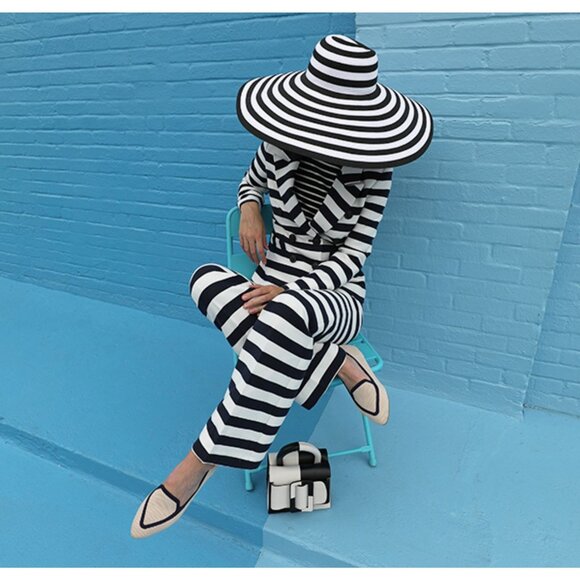 Birdies The Blackbird Pointed Toe Flats Woven Slip On Loafer Eggshell Navy 9.5 - Picture 3 of 15